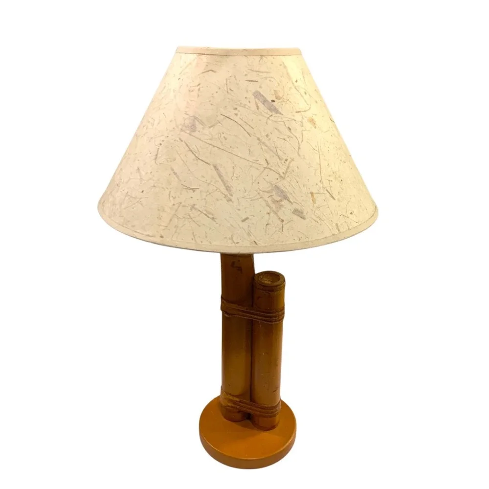VTG Mid Century Bamboo Table Lamp Tarogo Japan Hollywood Regency Boho Coastal 16